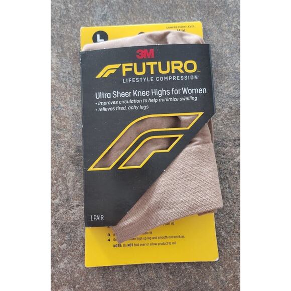 Futuro Ultra Sheer Knee High 8-15 mmhg Compression  Women’s Large Nude 1 Pair 3M - Picture 1 of 3
